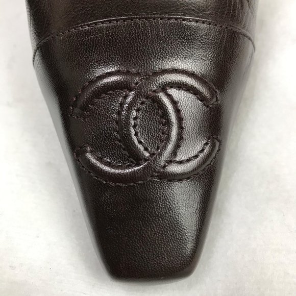 Auc Chanel Vintage CC Logo Brown heels - Picture 2 of 13